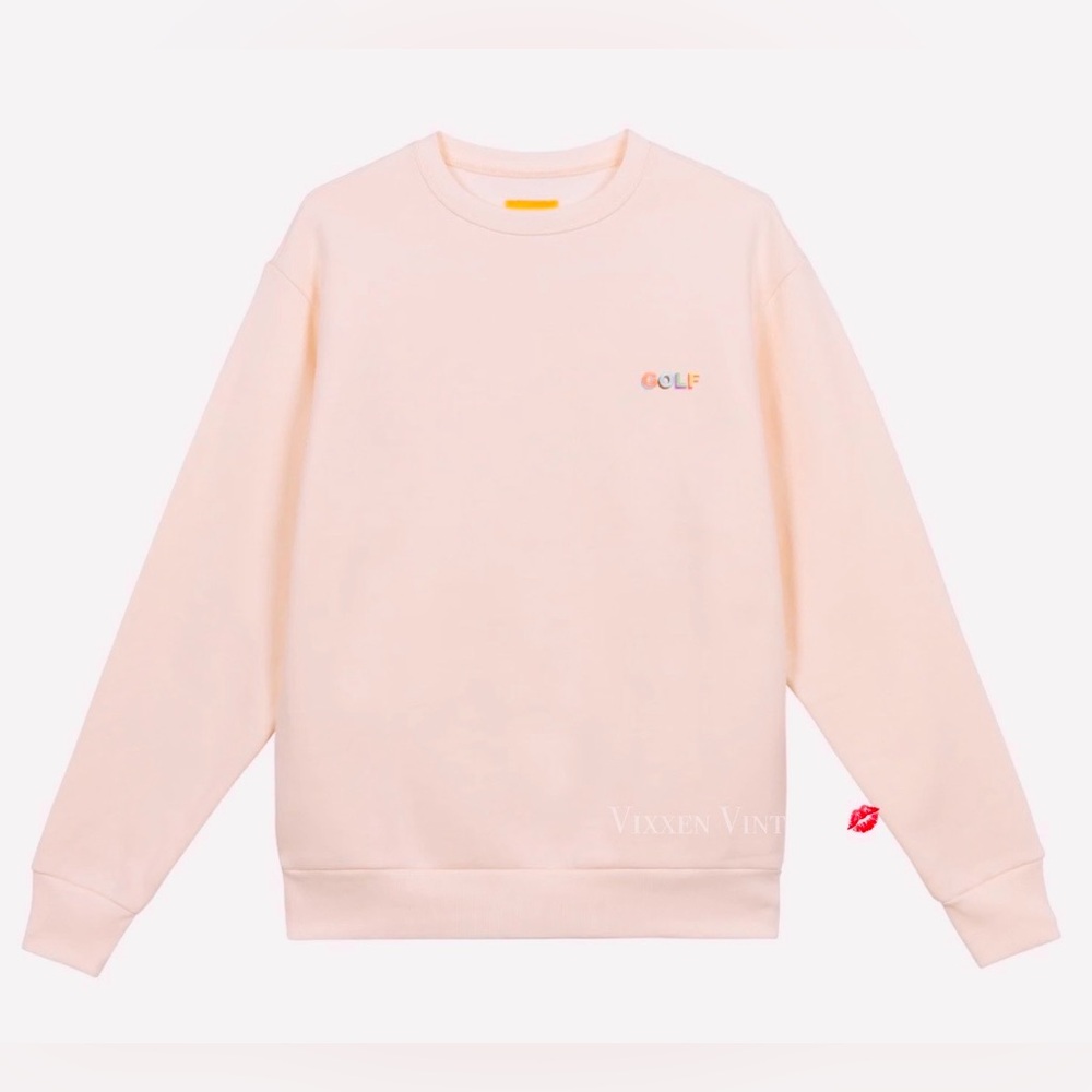 TYLER THE CREATOR FLEECE '3D LOGO CREWNECK BY GOLF WANG' SWEATSHIRT IN PINK